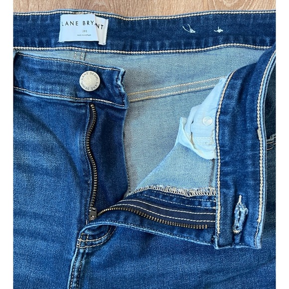 Lane Bryant Floral Embroidered Straight Leg Jean Denim Size 20S 36x27 High Waist - Picture 2 of 7